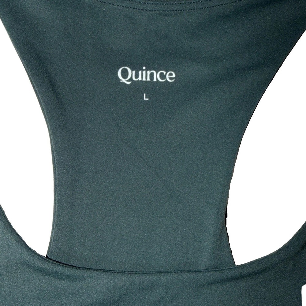 Quince Ultra-Form Scoop Neck Longline Bra Forest Green Size Large NWT - Picture 2 of 6